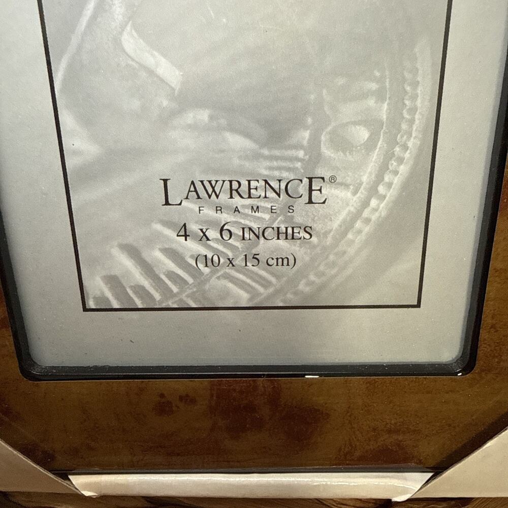 Lawrence Verona 4x6 Italian Design Burl Wood Photo Frame Glass New In Box NOS - Picture 2 of 8